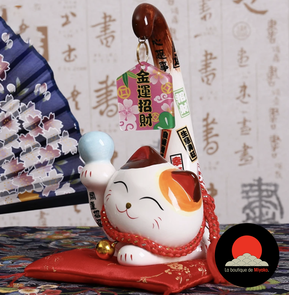 Attirez la prospérité avec la tirelire Maneki Neko en porcelaine